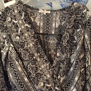 Black & white patterned wrap dress